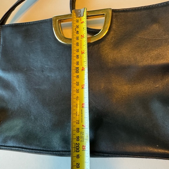 Vintage High End Black Leather Giani Bernini Retro Shoulder Bag Purse - Picture 7 of 8